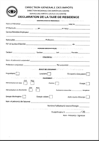 Formulaire de déclaration de la taxe de résidence